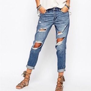 Hollister Distressed Button Fly Boyfriend Jeans
